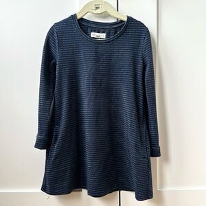 Tucker + Tate Metallic Mini Stripe Long‎ Sleeve Dress Size 3 Navy